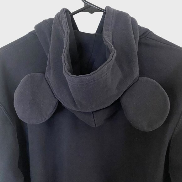Disney Micky Mouse Ears Hoodie Sweatshirt Men's Small Black Graphic Long-Sleeve - Picture 6 of 13